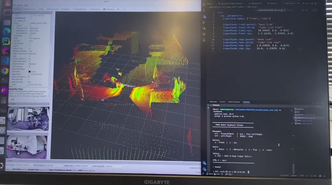 PUMA Robot LiDAR scan in RViz.