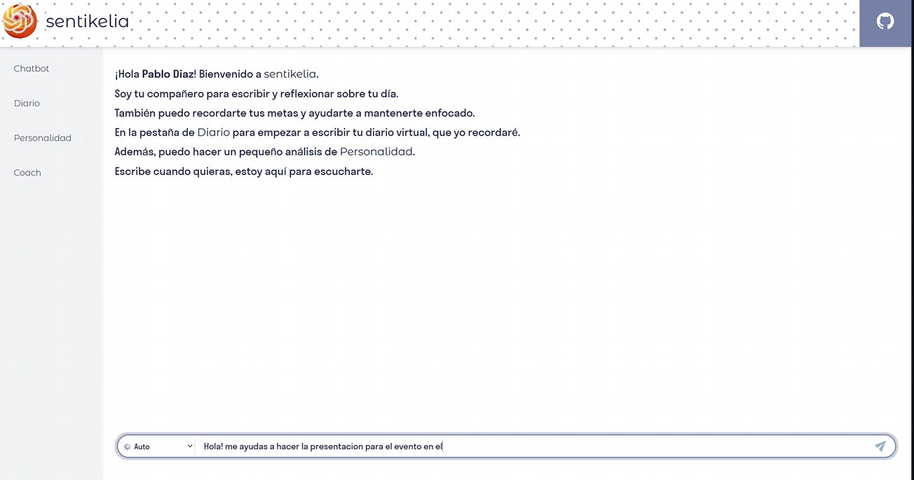 Sentikelia's chatbot.